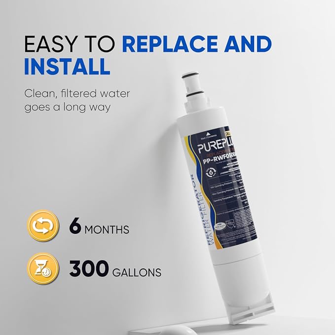 PUREPLUS 4396508 NSF 401 & 53 & 42 Certified Refrigerator Water Filter, Replacement for EDR5RXD1, EveryDrop Filter 5, 4396510, 4392857,Kenmore 46-9010,9085,LC400V,WF-NLC240V,RFC0500A,WF285,2Pack