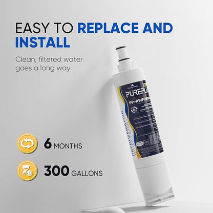 PUREPLUS 4396508 NSF 401 & 53 & 42 Certified Refrigerator Water Filter, Replacement for EDR5RXD1, EveryDrop Filter 5, 4396510, 4392857,Kenmore 46-9010,9085,LC400V,WF-NLC240V,RFC0500A,WF285,2Pack