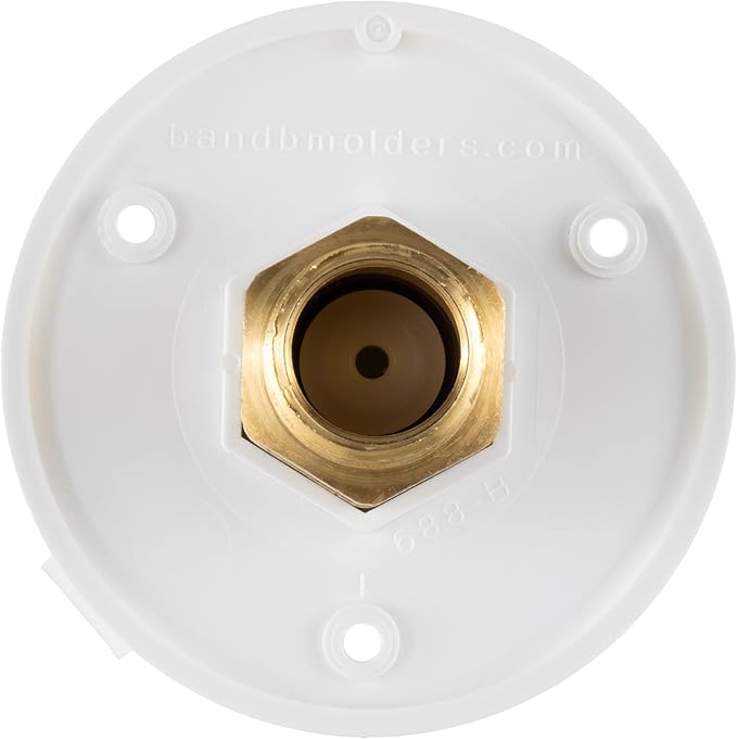RecPro RV White City Water Fill Inlet Flange Brass with Check Valve | Made in America (No Hose Elbow)