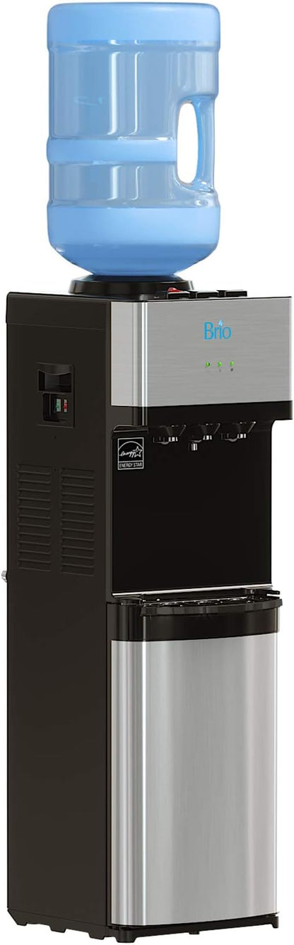 Brio Limited Edition Top Loading Water Cooler Dispenser - Hot & Cold Water, Child Safety Lock, Holds 3 or 5 Gallon Bottles - UL/Energy Star Approved