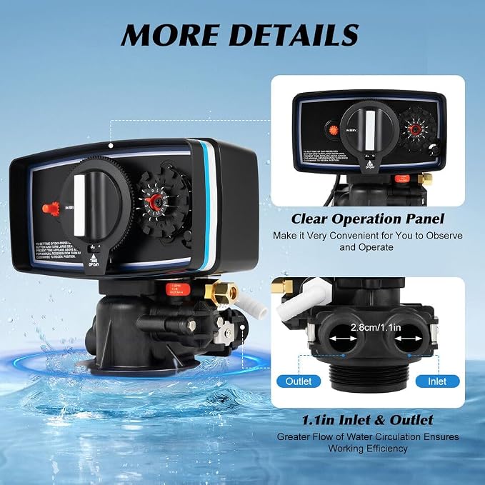 Water Softener Control Valve, 110V Timer Control Valve for Water Softening Systems, 12-Day Timer Controll Valves, High Flow 2T/H