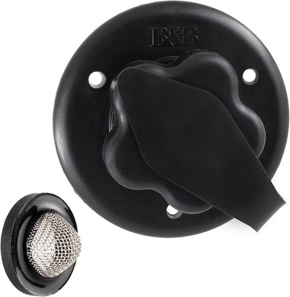 RecPro RV City Water Fill Inlet | Black | Optional Hose Elbow | Flange Brass with Check Valve | Camper | Trailer | Marine (No Hose Elbow) | Made in America (Pack of 2)