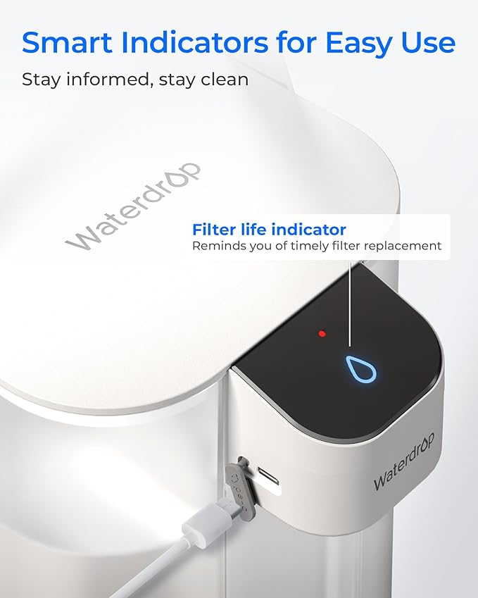 Waterdrop EDFX Water Filter Replacement for Waterdrop ED61 Rechargeable Water Filter Dispenser, 200-Gallon Long-Life, 10X Filtration Efficiency, Reduce 98% Chlorine and 20+ Contaminants, 3 Pack