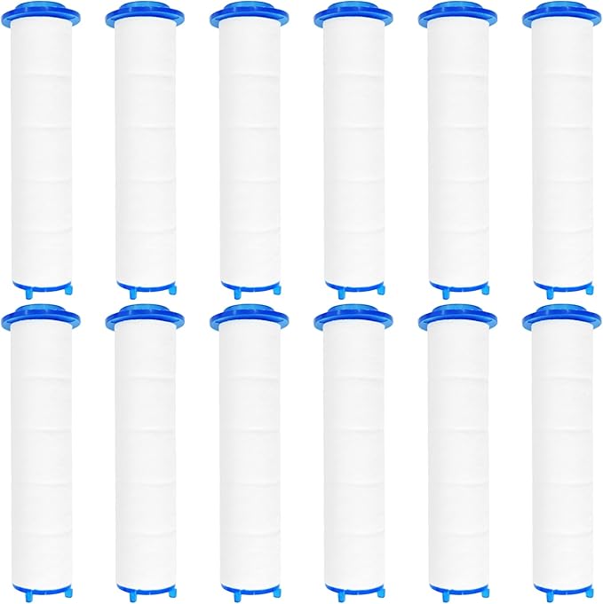 12Pcs 3.2” Shower Head Filter Cartridge, PP Cotton Replacement Filters for High Pressure Handheld Turbo Fan, Vortex Hydro Jet Shower Head, Improves Water Quality, Easy Install