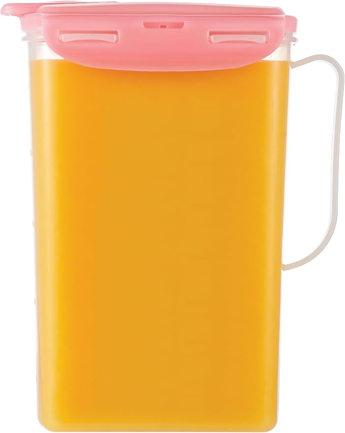 LocknLock Aqua Fridge Door Water Jug | Clear Pitcher | BPA Free Plastic Pitcher with Lid | 2 Quart Pitcher with Lid for Water, Juice, Tea & More Beverages, Pink