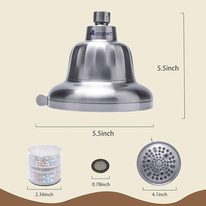Filtered Shower Head - Water Softener Filters for Hard Water - Shower Head With Filters For Healthy Hair Skin Removes Chlorine & Heavy Metals - Nickel