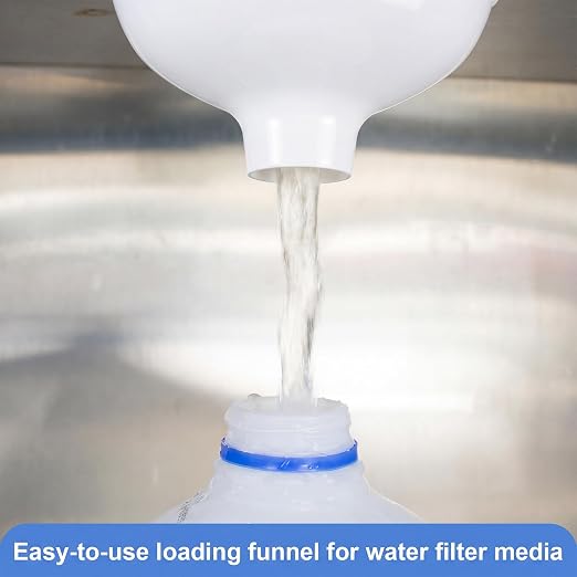 Vesici Extra Large Wide Mouth Funnel 2.5" x 10" Multi Purpose Filling Funnel Plastic Reusable for Water Softener Resin Tanks Carbon Media Jar Filling Use(White,2 Pack)