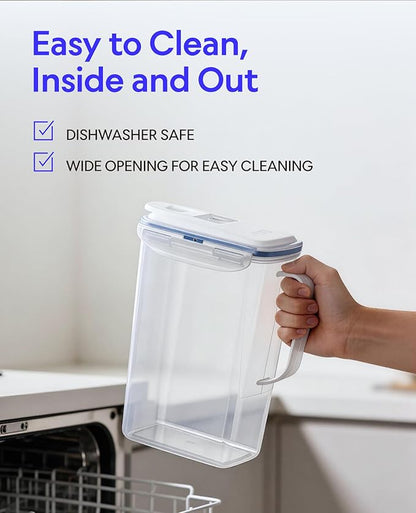 LocknLock Aqua Fridge Door Water Jug | Clear Pitcher | BPA Free Plastic Pitcher with Lid | 2 Quart Pitcher with Lid for Water, Juice, Tea & More Beverages, Purple