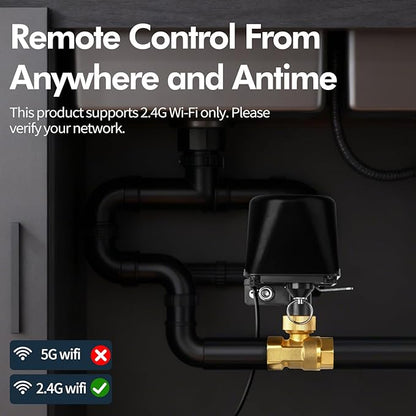 Owfeel WiFi Smart Water Valve, APP Remote Control, DN25 Ball Brass Water Valve, Compatible With Alexa, Google and Application Program iOS/Android, Only Supports 2.4 GHz WiFi (1")