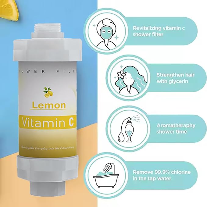 10PCS Vitamin C Shower Filter for Hard Water Filter Aromatherapy Replacement Cartridge Bathtub Faucet Bathroom Accessories Remove Chlorine Fluoride Heavy Metals Lemon Bluebell