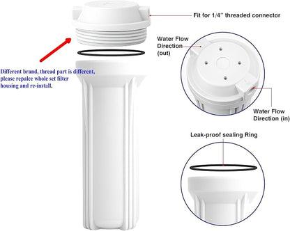 Geekpure 10 Inch Reverse Osmosis Water Filter Housing-1/4" Port | For RO Filtration System, Fit for 2.5" x 10" Filters