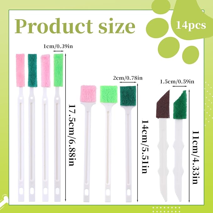 Pet Water Fountain Cleaning Brush Dog Cat Water Fountain Cleaning Sponge Pet Drinking Dispenser Cleaning Kit Fit Most Pet Water Dispensers (14 Pcs)