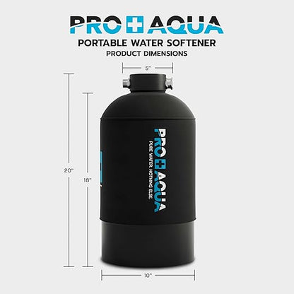 PRO+AQUA 16,000 Grain Portable Water Softener for RV, Trailers, Boats, Mobile Car Wash, Pressure Wash – Protects Water Systems from Hard Water Damage and Corrosion, with Pre-Filled High-Capacity Resin