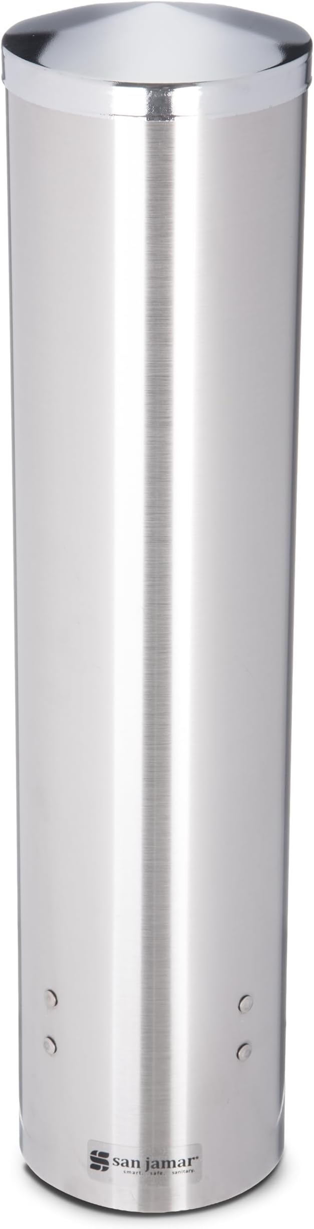San Jamar Large Pull-Type Cup Dispenser 6-12 Oz. Flat Bottom Cups, 4.5 - 7 Oz Cone Cups with Flip Cap for Restaurants, Home, and Office, Stainless Steel, 16 Inches, Silver