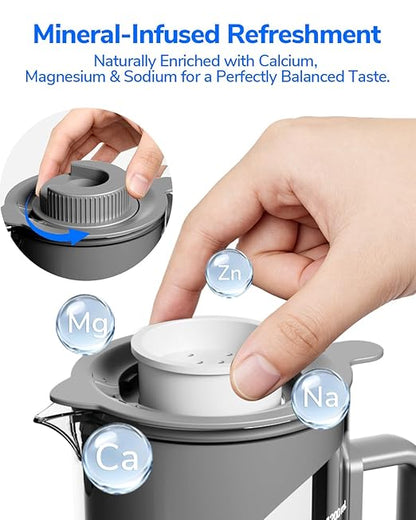 Mate 3 Reverse Osmosis Water Filter Countertop, 3:1 Pure to Drain, 44oz Smart Autofill Pitcher, No Installation Water Purifier, 8 Stage RO Water Filtration, with Remineralization, Blue