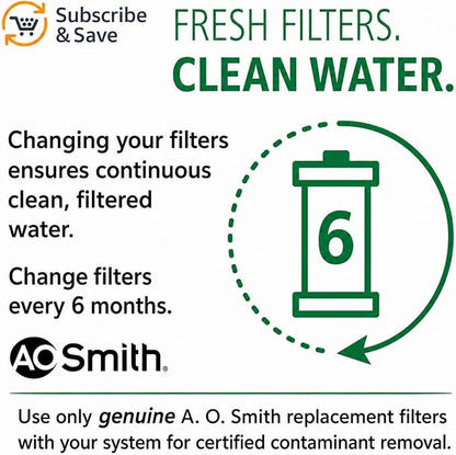 AO Smith AO-MF-B-R Under Sink Water Filter Replacement - NSF Certified (Pack of 2)