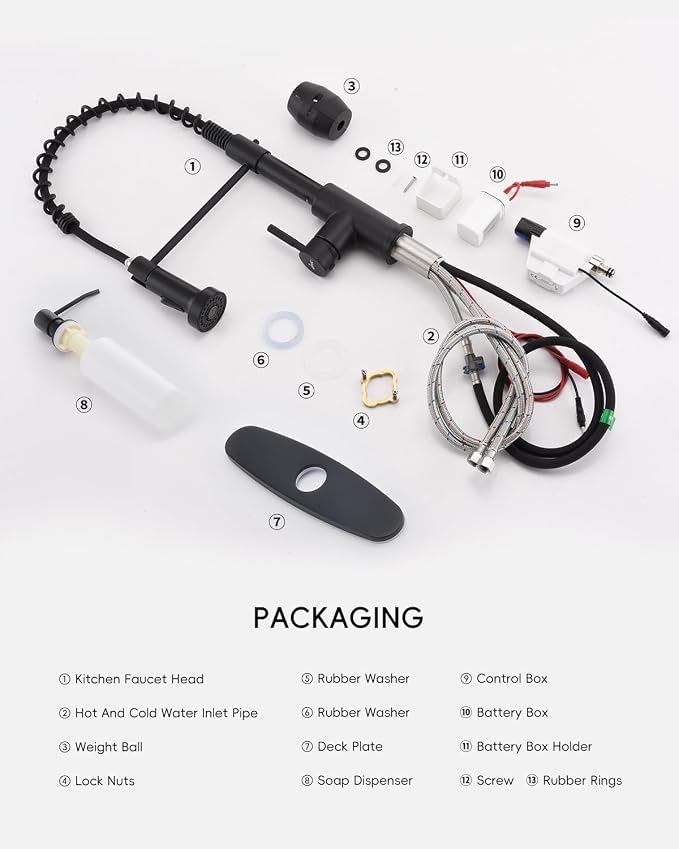 APPASO Black Touchless Kitchen Faucet with Soap Dispenser | Motion Sensor Activated Hands-Free Automatic Faucet for Sink with Pull Down Sprayer, Single Handle Faucets for Kitchen Sink