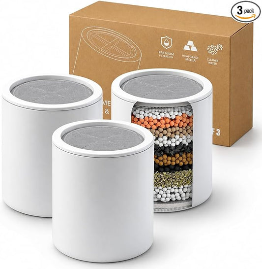Replacement Filter Cartridge Compatible with Eskiin Shower Head (3-Pack) | for Hard Water, Chlorine Removal