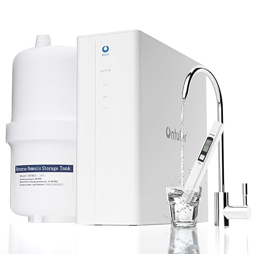 Ontulor S3OP Reverse Osmosis System 9 Stage Water Filter Reduces PFAS, PFOA/PFOS, TDS, Lead, Chlorine, Bad Taste & Odor NSF/ANSI 42 Certified TDS Meter Included（S3OP-with Tank System）