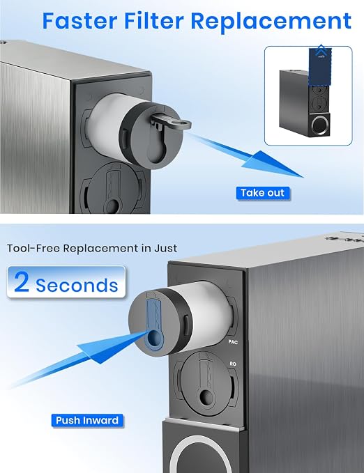 600 GPD Tankless Reverse Osmosis System, 7-Stage Under-Sink Water Filter, TDS Dispaly and Filter Life Reminder, 2:1 Pure-to-Drain, Plug-in for Home, Kitchen, and RV