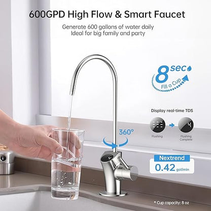 Reverse Osmosis Water Filter: 7 Stage Tankless 600GPD Reverse Osmosis System Under Sink, RO Water Filtration System, 2:1 Pure, NSF/ANSI 58 & 372 Certified