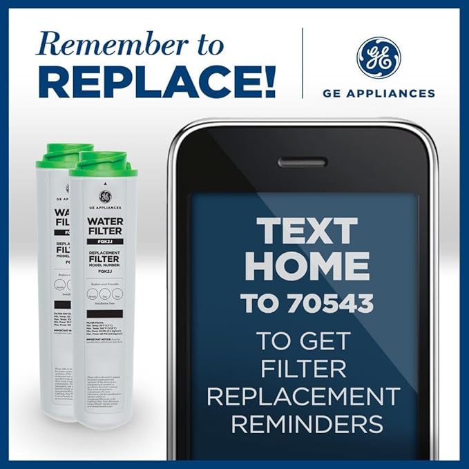 GE Under Sink Water Filter Replacement, Dual Flow, Reduces Sediment, Rust & Other Impurities from Water, Fits GXK255TBN Under Sink Filtration System, Replace Every 6 Months,FQK2J,2 Filters (Pack of 3)