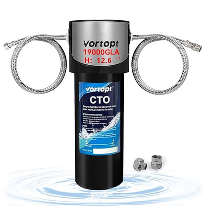Vortopt Q7 19000 Gallon Sink Water Filter,Reduces Chlorine,Lead,Bad Taste & Odor,Undersink Water Filter Systems Direct Connect to Kitchen Faucets,NSF/ANSI 372/42 Certified,2 Year.