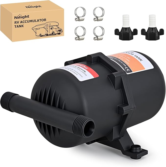 Nilight RV Accumulator Tank, 0.75L Max 125PSI Pre-Pressurized Water Accumulator Tank Control Inner Bladder with 1/2 MNPT Port Fitting Use with RV Water Pump Tank System for RV Boat Travel Trailer Home