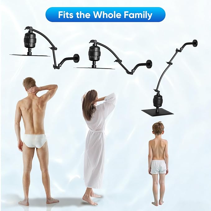 Shower Head with Filters, Stainless Steel Rain Filtered Shower Head, High Pressure Shower Head with 16" Shower Extension Arm - 20 Stage Shower Filter for Hard Water - 12" Black