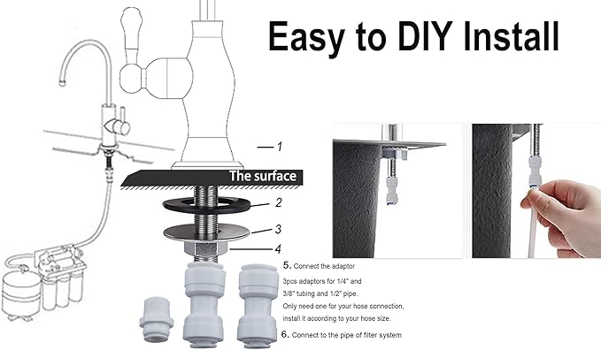Drinking Water Faucet, for Under Sink Water Filter System Kitchen Bar Sink RO Faucet, Brushed Gold
