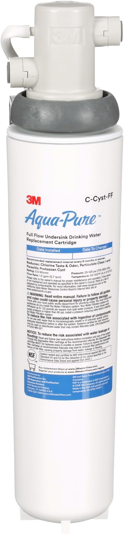Aqua-Pure Under Sink Full Flow Water Filter System Cyst-FF, Reduces Class 1 Particulate, Asbestos, Lead, Mercury, Bad Taste and Odor