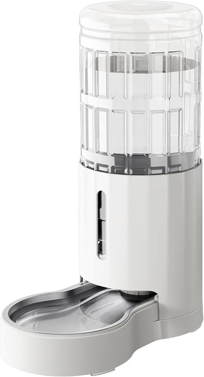 CZPET Dog Water Bowl Dispenser 9.5L, Wider Mouth & Upgraded Brush, Easy Cleaning Automatic Cat Gravity Refilling Waterer with Removable Stainless Steel Bowl, Large Drinking Area for Multi-Pet (White)