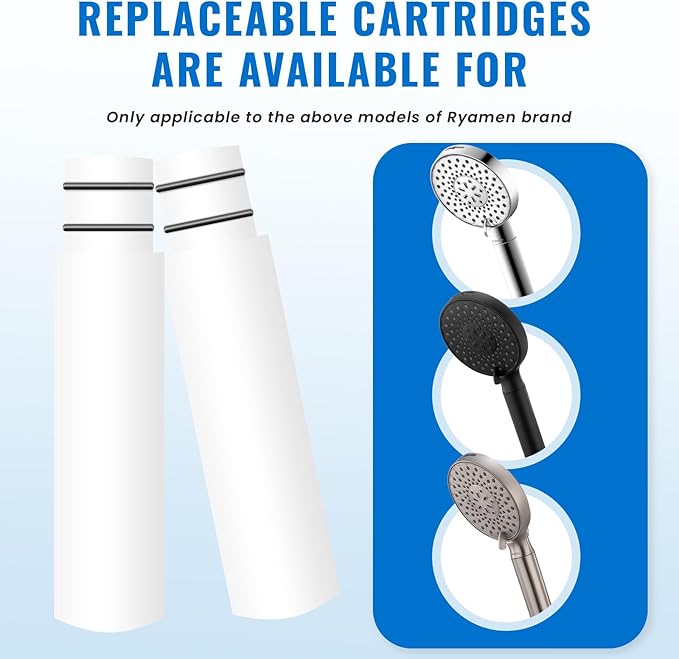 Ryamen 2 Pack Replacement Filters for Handheld Shower Head - Hard Water Shower Filter Removes Chlorine, Reduces Dry Itchy Skin & Protects Hair