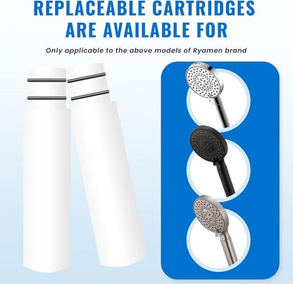 Ryamen 2 Pack Replacement Filters for Handheld Shower Head - Hard Water Shower Filter Removes Chlorine, Reduces Dry Itchy Skin & Protects Hair