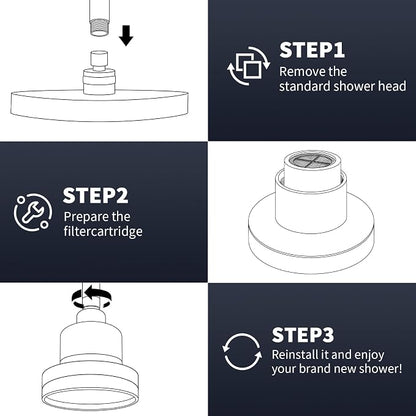 Shower Filter Cartridge Compatible with Eskiin Shower Head, 6 Pack | Multistage media reduces hard water & chlorine. Compatible with Eskiin shower head. Tool-free installation in minutes.