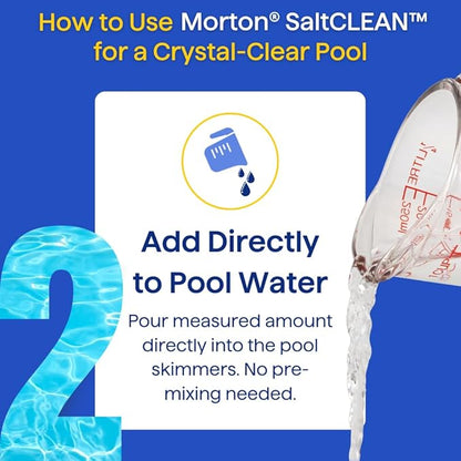 Morton SaltCLEAN | All-Natural Enzyme Pool Clarifier for Clearer Water | Breaks Down Oils, Lotions & Scum | Weekly Maintenance for All Pool Types | 32oz