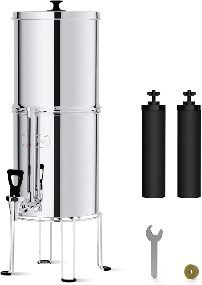 Waterdrop TK-S Gravity Water Filter System, NSF/ANSI 42&372 Standard, Stainless-Steel Water System with 2 Filters, Sight Glass Spigot and Stand, Reduces Chlorine and Lead, 2.25G