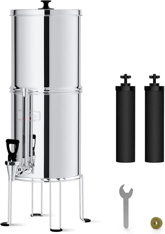 Waterdrop TK-S Gravity Water Filter System, NSF/ANSI 42&372 Standard, Stainless-Steel Water System with 2 Filters, Sight Glass Spigot and Stand, Reduces Chlorine and Lead, 2.25G