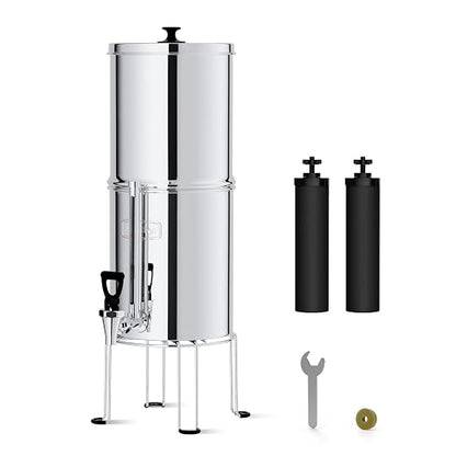 Waterdrop TK-S Gravity Water Filter System, NSF/ANSI 42&372 Standard | Reduces Chlorine and Lead, Stainless-Steel Water System with 2 Filters, Sight Glass Spigot and Stand, 2.25G