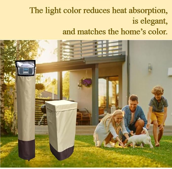 Water Softener Covers for Outside Units,16’’D×35’’H,11’’D×55’’H,Water Softener Cover Outdoor,All-Weather Protection,Cover for Water Softener Outside,Beige&Tan