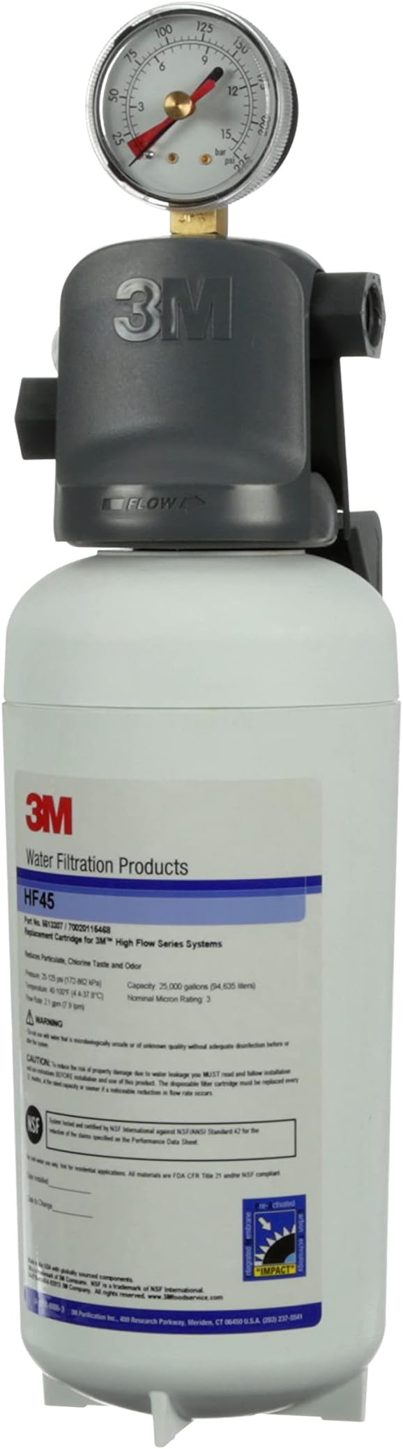 3M High Flow Series Filter Cartridge HF45 | For BEV145 System, Reduces Bacteria, Sediment, Chlorine Taste & Odor, Cyst, Microplastics