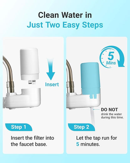 AQUA CREST 7027W Faucet Water Filter, Replacement for Brita® Filter, Brita® Faucet 36311 On Tap Water Filtration System, FR-200, FF-100 Replacement Filter, White, 4 Pack