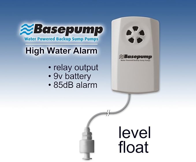 RB750 Water Powered Backup Sump Pump - Reliable Auto Sump Pump Backup System with High Water Alarm for Basement Flood Prevention - No Battery or Electricity Needed