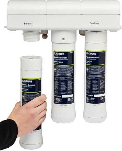 EcoPure ECOROF Reverse Osmosis Replacement Filter Set – Fits ECOP30 & Select Kenmore RO Systems – NSF-Certified – Reduces Lead, Chlorine, TDS & More – 6-Month Life – Easy Filter Changes