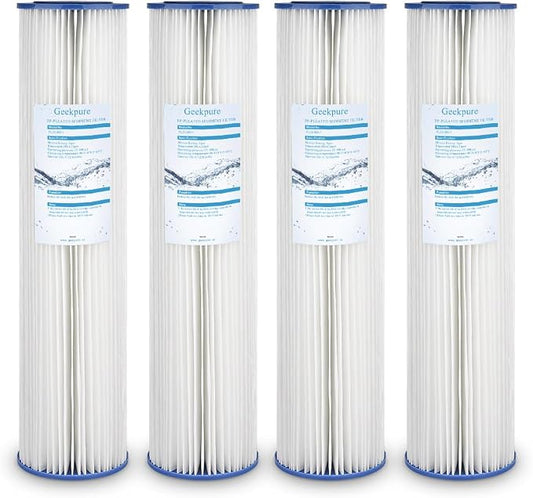 Geekpure Whole House Pleated PP Polypropylene Sediment Replacement Filters -4.5" x 20"-5 Micron -Pack of 4