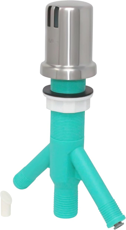 Dual Air Gap with Brushed Stainless Steel Brass Cap for Dishwasher and Reverse Osmosis Filters (with tank) and Extra Long Thread (AG200-405, AG200-X05, AMERIGAP)