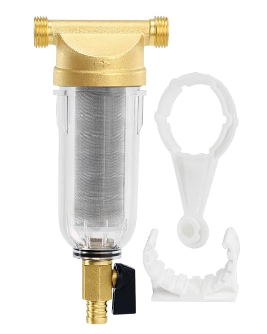 Whole House Water Filter, 1/2 Inch 40 Micron Spin Down Sediment Prefilter System, 3/4" MNPT,BPA-Free Heavy Duty Brass