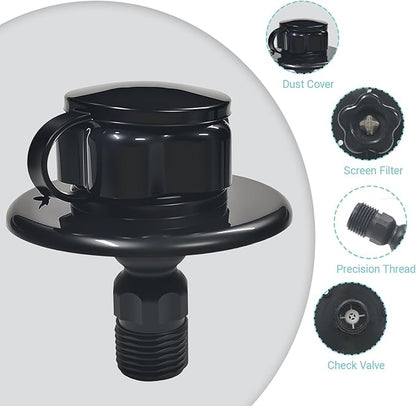 RV City Water Inlet Connection with Check Valve, RV City Water Fill Inlet for RV Camper Motorhome Trailer Marine, RV Water Flange Inlet Replacement (Black)