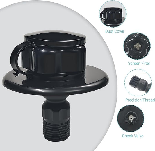 RV City Water Inlet Connection with Check Valve, RV City Water Fill Inlet for RV Camper Motorhome Trailer Marine, RV Water Flange Inlet Replacement (Black)
