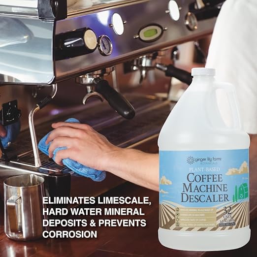 Ginger Lily Farms Botanicals Plant-Based Coffee Machine Descaler, Universal Descaling Solution for All Coffee Machines, 32 Uses, 1 Gallon (128 fl. oz.)